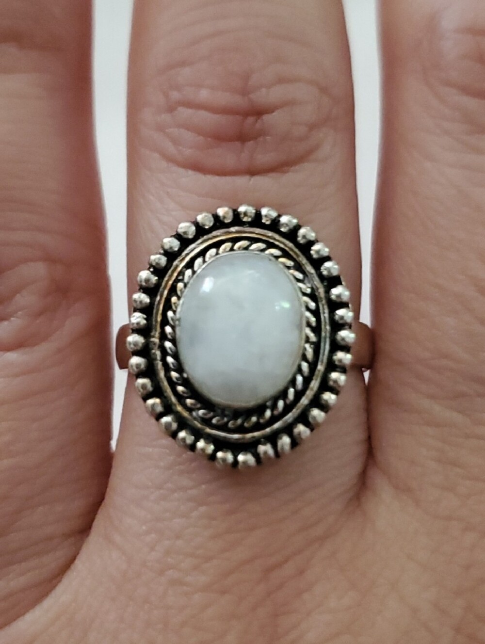Sterling Silver White Stone Ring